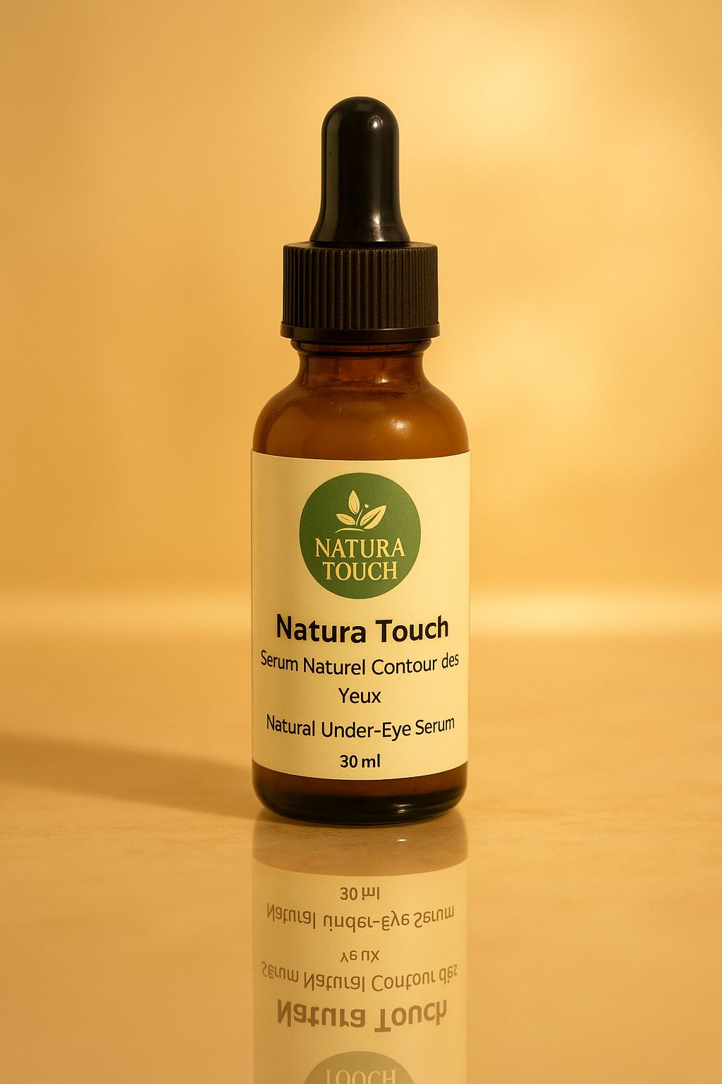 Natura Touch Under Eye Serum 30ml bottle for puffiness, dark circles, and wrinkle reduction