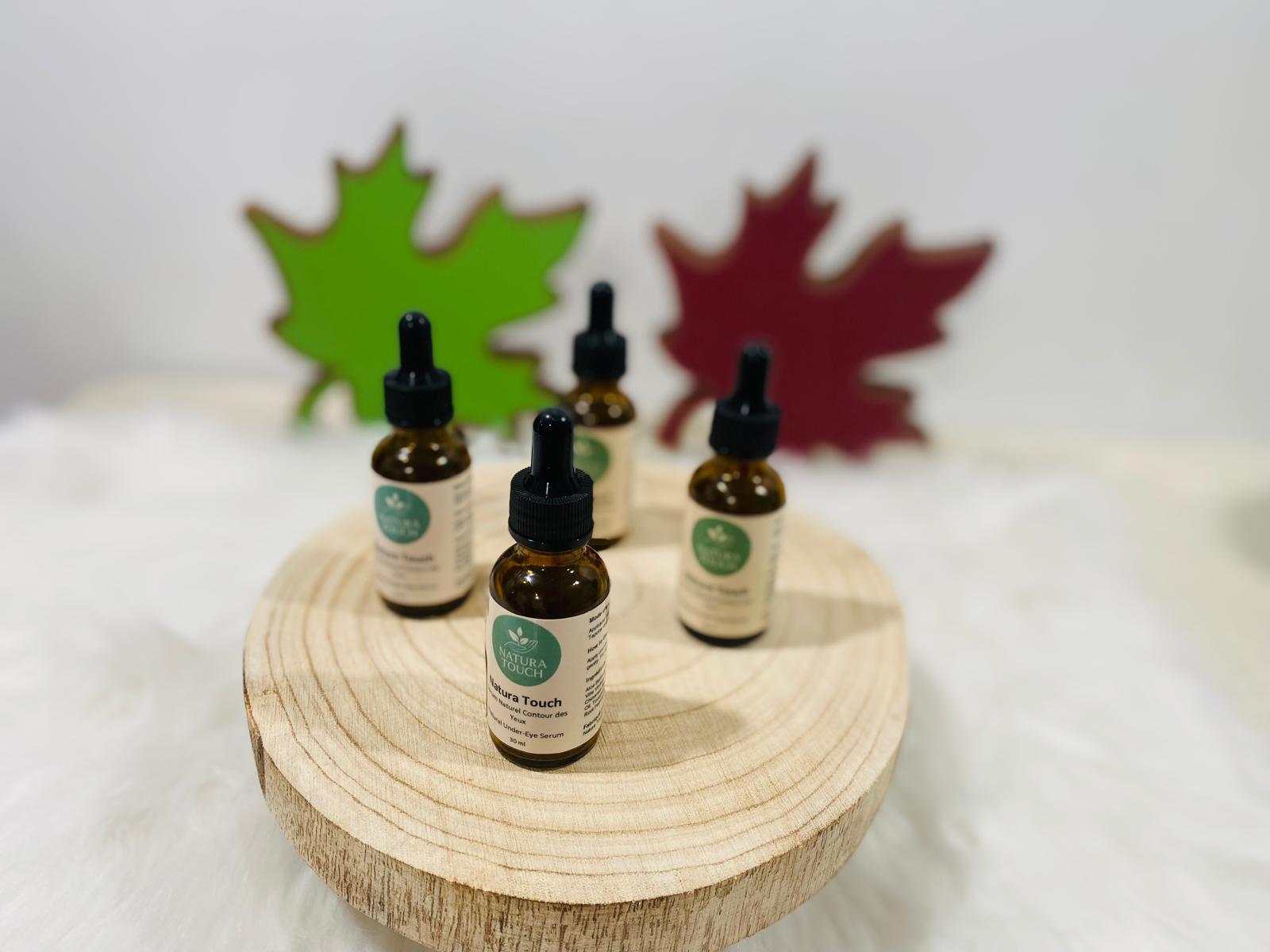 Natura Touch Under Eye Serum 30ml bottle for puffiness, dark circles, and wrinkle reduction