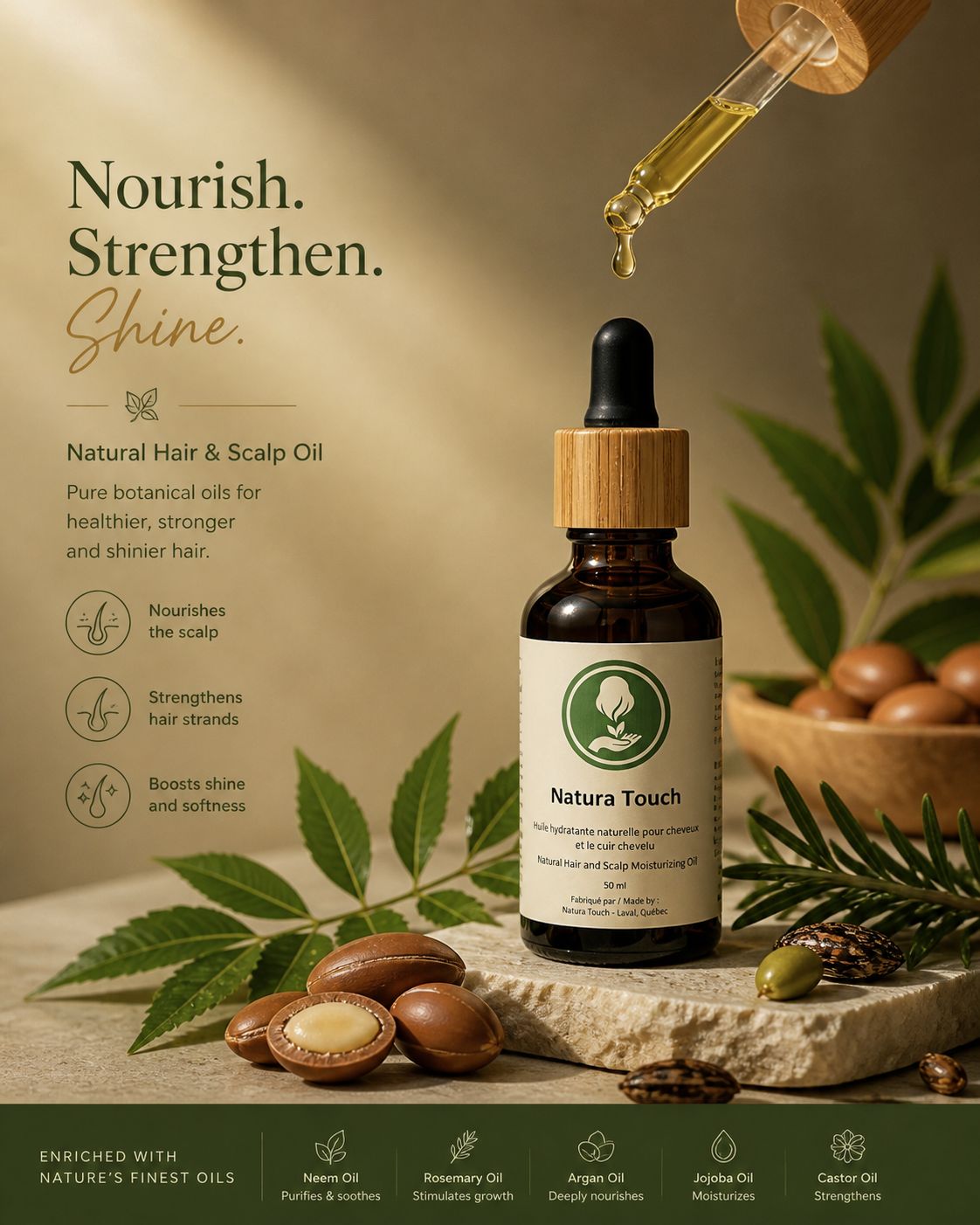 hair oil dropper application natural hair care routine